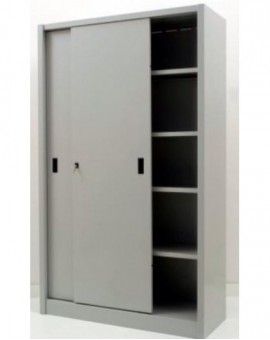 Armadio per archivio ufficio in metallo con ante scorrevoli 120x45x200 grigio